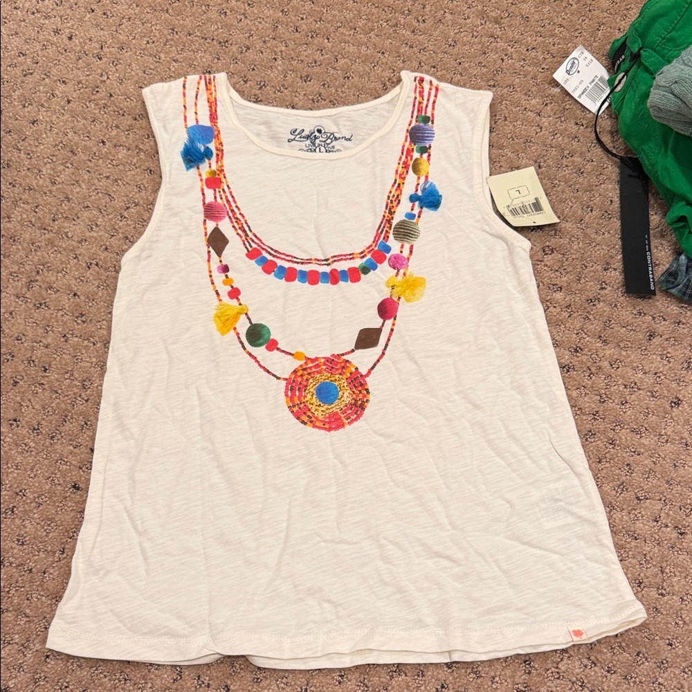 Colorful Embroidered Sleeveless Top NWT GIRLS L